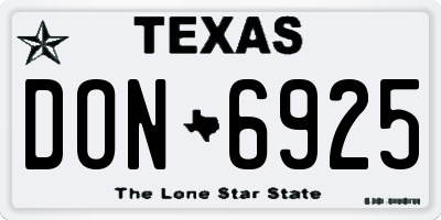 TX license plate DON6925