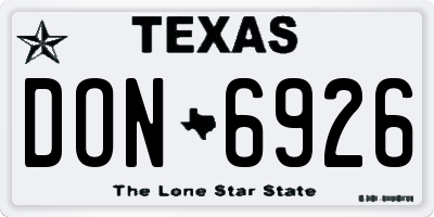 TX license plate DON6926
