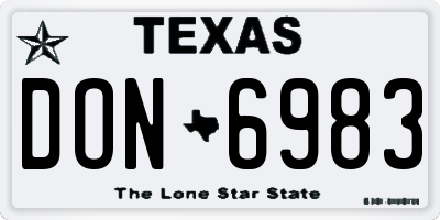 TX license plate DON6983