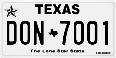 TX license plate DON7001