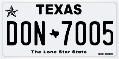 TX license plate DON7005