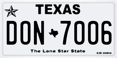 TX license plate DON7006