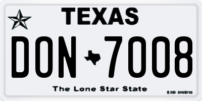 TX license plate DON7008