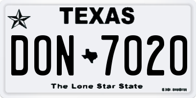 TX license plate DON7020
