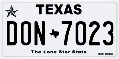 TX license plate DON7023