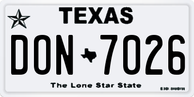 TX license plate DON7026