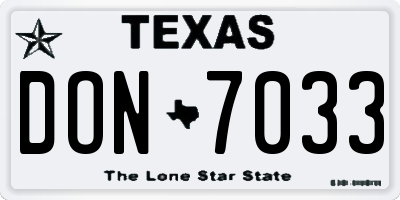 TX license plate DON7033