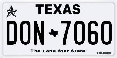 TX license plate DON7060