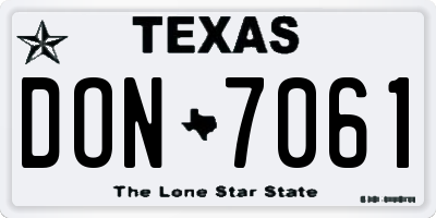 TX license plate DON7061