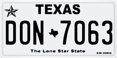TX license plate DON7063
