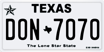 TX license plate DON7070