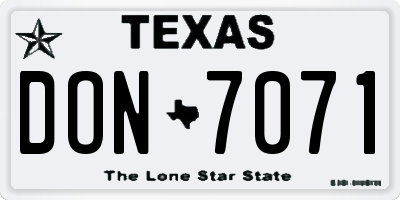 TX license plate DON7071