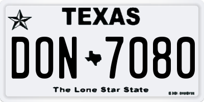 TX license plate DON7080