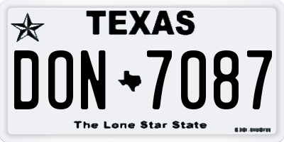 TX license plate DON7087