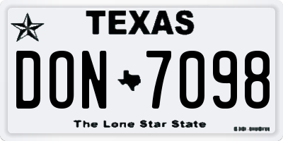 TX license plate DON7098