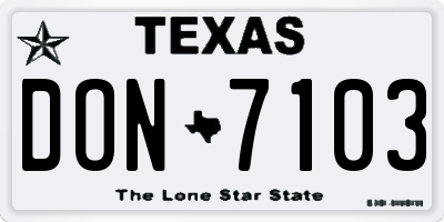 TX license plate DON7103