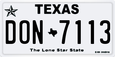 TX license plate DON7113