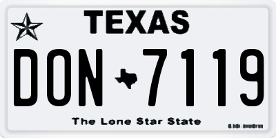 TX license plate DON7119