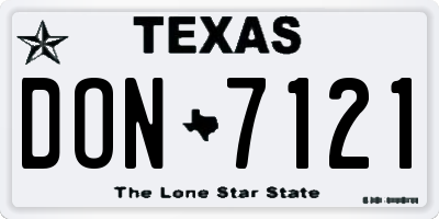 TX license plate DON7121