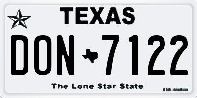 TX license plate DON7122