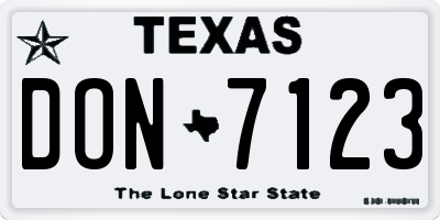 TX license plate DON7123