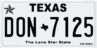 TX license plate DON7125