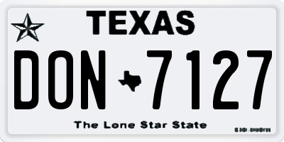TX license plate DON7127