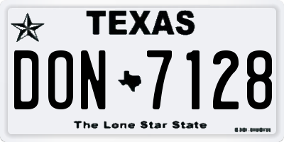 TX license plate DON7128