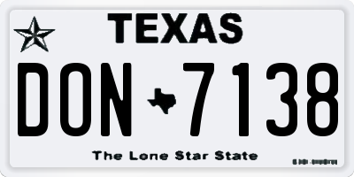 TX license plate DON7138