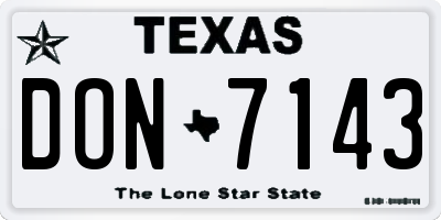 TX license plate DON7143