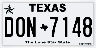 TX license plate DON7148