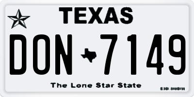 TX license plate DON7149