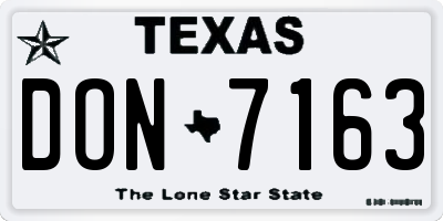 TX license plate DON7163