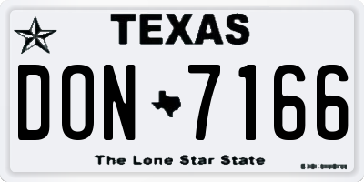 TX license plate DON7166