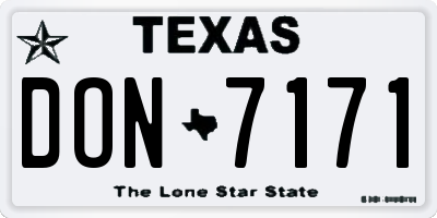 TX license plate DON7171