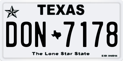 TX license plate DON7178
