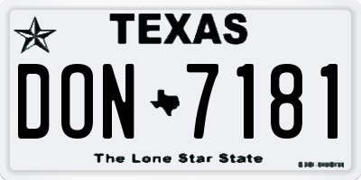 TX license plate DON7181