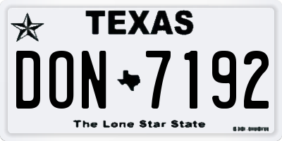 TX license plate DON7192