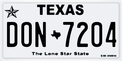 TX license plate DON7204