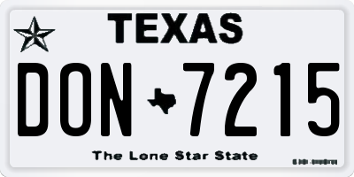 TX license plate DON7215