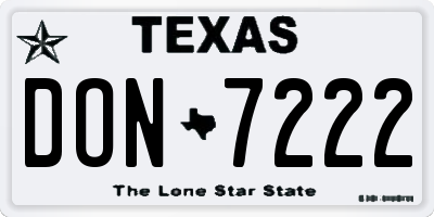 TX license plate DON7222