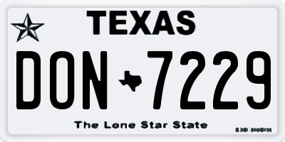 TX license plate DON7229