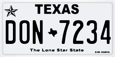 TX license plate DON7234