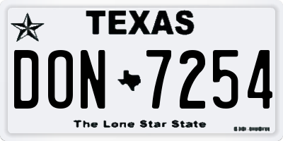 TX license plate DON7254