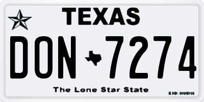 TX license plate DON7274
