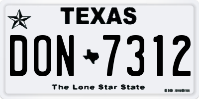 TX license plate DON7312