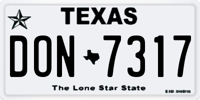 TX license plate DON7317