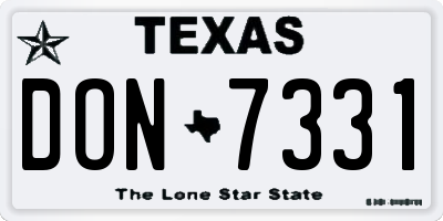 TX license plate DON7331