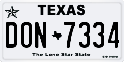 TX license plate DON7334