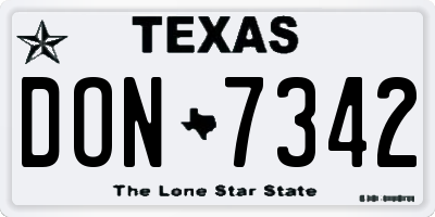 TX license plate DON7342